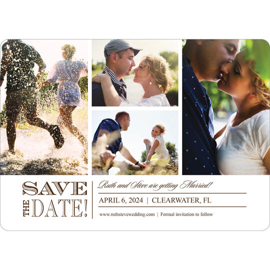 White and Brown Devoted Dreams Photo Save the Date Cards